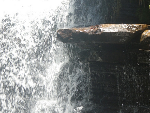 Pedro só na sombra e água fresca - Cachoeira do Calixto