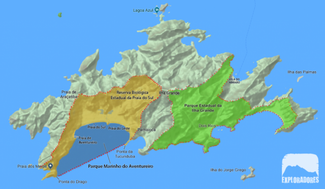 Áreas de Conservação, sob responsabilidade do INEA na Ilha Grande