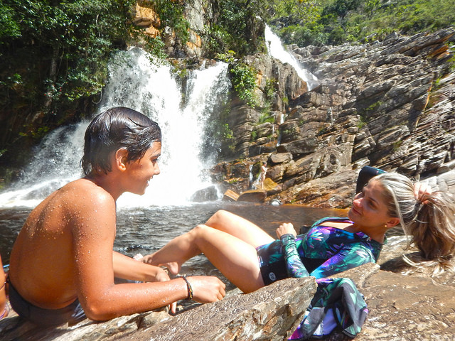 Cauê e Marcia na Cachoeira das Andorinhas