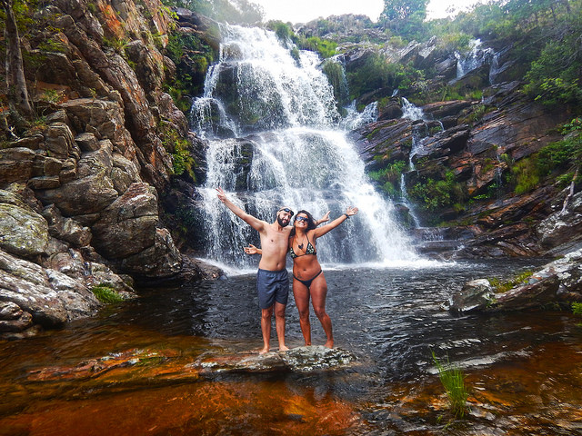Rosana e eu na Cachoeira do Tombador